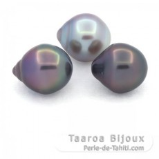 Lot de 3 Perles de Tahiti Semi-Baroques B 11 mm