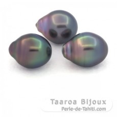 Lot de 3 Perles de Tahiti Semi-Baroques B 11.1 mm