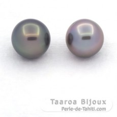 Lot de 2 Perles de Tahiti Semi-Rondes C de 10.4 à 10.6 mm