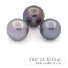 Lot de 3 Perles de Tahiti Semi-Rondes C de 12  12.3 mm