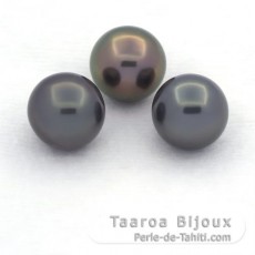 Lot de 3 Perles de Tahiti Rondes C de 9.2 à 9.4 mm