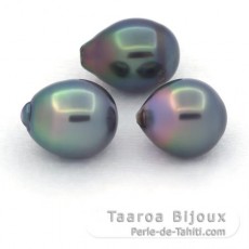 Lot de 3 Perles de Tahiti Semi-Baroques C de 11  11.3 mm