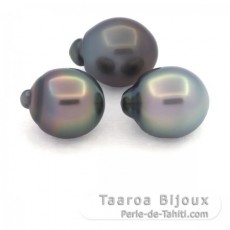 Lot de 3 Perles de Tahiti Semi-Baroques B de 11  11.3 mm