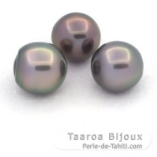 Lot de 3 Perles de Tahiti Semi-Baroques C de 11.2 à 11.3 mm