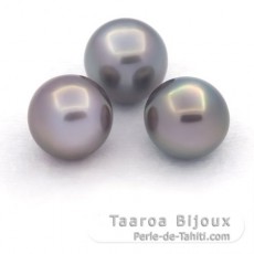 Lot de 3 Perles de Tahiti Semi-Baroques C de 11.1 à 11.3 mm