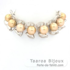 Bracelet en Argent et 8 Perles d'Australie Semi-Baroques C 9 à 9.8 mm