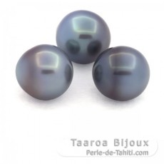 Lot de 3 Perles de Tahiti Semi-Baroques B de 10.8  10.9 mm