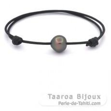 Bracelet en Cuir et 1 Perle de Tahiti Semi-Baroque B 10.8 mm