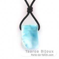 Collier en Cuir et 1 Larimar - 22 x 15 x 9 mm - 6 gr