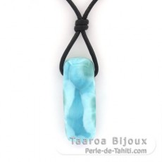 Collier en Cuir et 1 Larimar - 31 x 12 x 8 mm - 6.5 gr