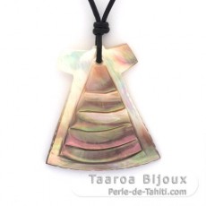 Pendentif Penu en nacre de Tahiti et Collier en cuir