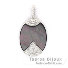 Pendentif en Nacre de Tahiti et Argent .925 Rhodi