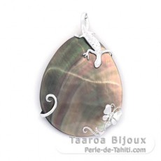 Pendentif en Nacre de Tahiti et Argent .925 Rhodi