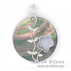 Pendentif en Nacre de Tahiti et Argent .925 Rhodi