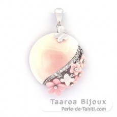Pendentif en Nacre de Lambi et Argent .925 Rhodi