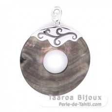 Pendentif en Nacre de Tahiti et Argent .925 Rhodi