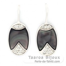 Boucles d'oreilles en Nacre de Tahiti et Argent .925 Rhodi