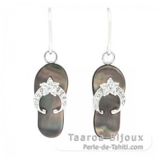 Boucles d'oreilles en Nacre de Tahiti et Argent .925 Rhodi