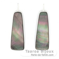 Boucles d'oreilles en Nacre de Tahiti et Argent .925 Rhodi