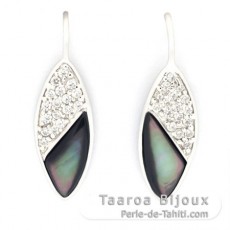 Boucles d'oreilles en Nacre de Tahiti et Argent .925 Rhodi