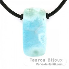 Collier en Cuir et 1 Larimar - 36.5 x 18 x 9.5 mm - 13.9 gr