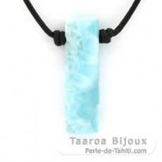 Collier en Cuir et 1 Larimar - 37 x 11 x 6.8 mm - 6.3 gr