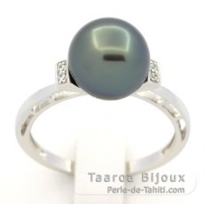 Bague en Argent et 1 Perle de Tahiti Ronde B 9.3 mm