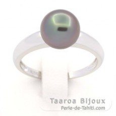 Bague en Argent et 1 Perle de Tahiti Ronde B 8.7 mm