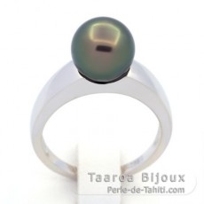 Bague en Argent et 1 Perle de Tahiti Ronde B 8.6 mm