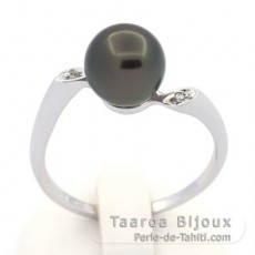 Bague en Argent et 1 Perle de Tahiti Semi-Ronde B 8.9 mm