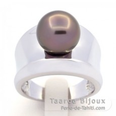 Bague en Argent et 1 Perle de Tahiti Ronde B 10.8 mm