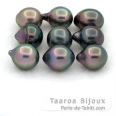 Lot de 9 Perles de Tahiti Semi-Baroques B de 8  8.4 mm