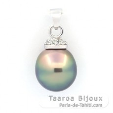 Pendentif en Argent et 1 Perle de Tahiti Semi-Baroque C 12.3 mm