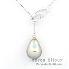 Collier en Argent et 1 Perle de Tahiti Semi-Baroque B 10 mm