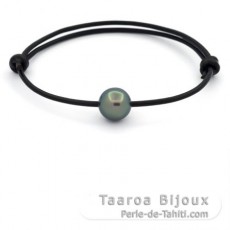 Bracelet en Cuir et 1 Perle de Tahiti Ronde C 10.2 mm