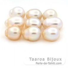 Lot de 9 Perles Australiennes Semi-Baroques BC de 12 à 12.6 mm
