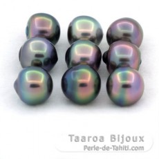 Lot de 9 Perles de Tahiti Semi-Baroques B+ de 9.5  9.8 mm