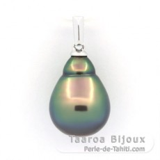 Pendentif en Argent et 1 Perle de Tahiti Semi-Baroque B 11.4 mm