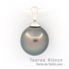 Pendentif en Argent et 1 Perle de Tahiti Semi-Baroque B 9.7 mm