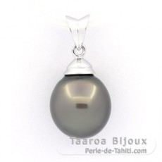 Pendentif en Argent et 1 Perle de Tahiti Semi-Baroque B 10.4 mm