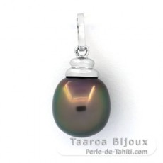 Pendentif en Argent et 1 Perle de Tahiti Semi-Baroque B 10.7 mm