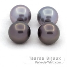 Lot de 4 Perles de Tahiti Rondes B/C de 13.6 à 13.9 mm
