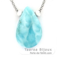 Collier en Argent et 1 Larimar - 31 x 20 x 8.5 mm - 8.5 gr