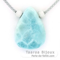 Collier en Argent et 1 Larimar - 27 x 20 x 7 mm - 6.8 gr