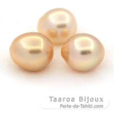 Lot de 3 Perles Australiennes Semi-Baroques C de 12 à 12.4 mm
