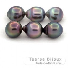 Lot de 6 Perles de Tahiti Semi-Baroques B de 9.6 à 9.8 mm