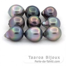 Lot de 9 Perles de Tahiti Semi-Baroques B de 9.5 à 9.7 mm