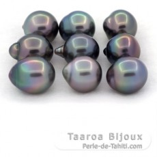 Lot de 9 Perles de Tahiti Semi-Baroques B de 10.1  10.4 mm