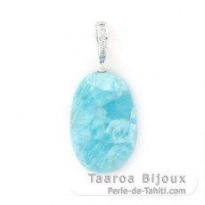 Pendentif Clip en Argent et 1 Larimar - 31 x 20 x 8.5 mm - 8.9 gr