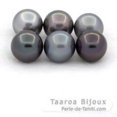 Lot de 6 Perles de Tahiti Rondes et Semi-Rondes C de 9.6 à 9.9 mm